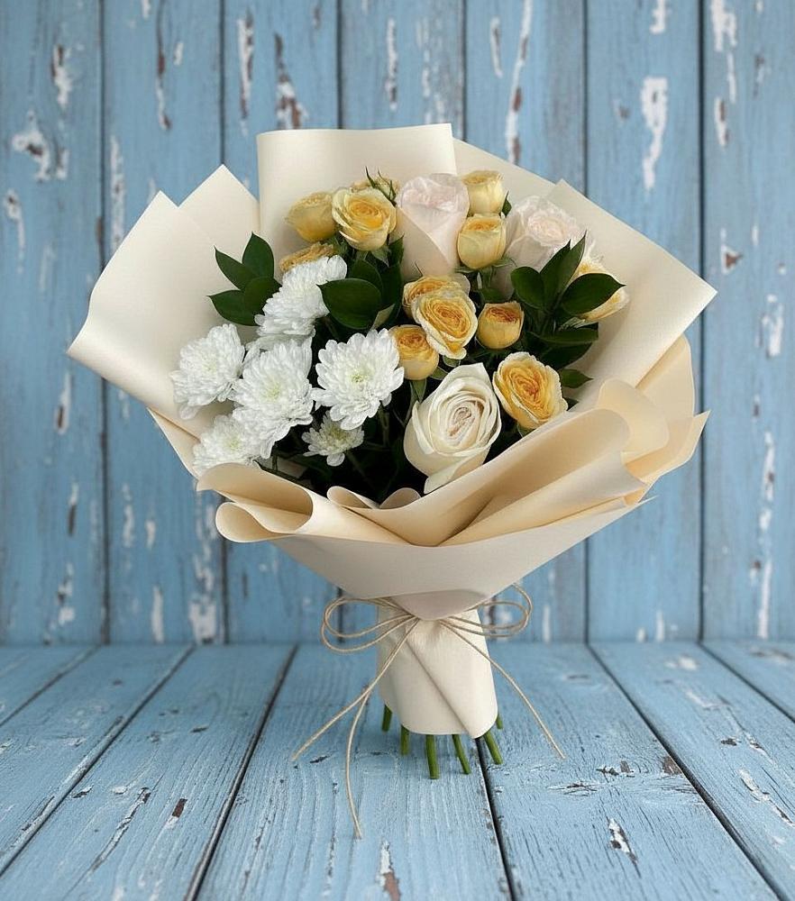 Букет цветов из: Розы и Хризантемы в Атаманской