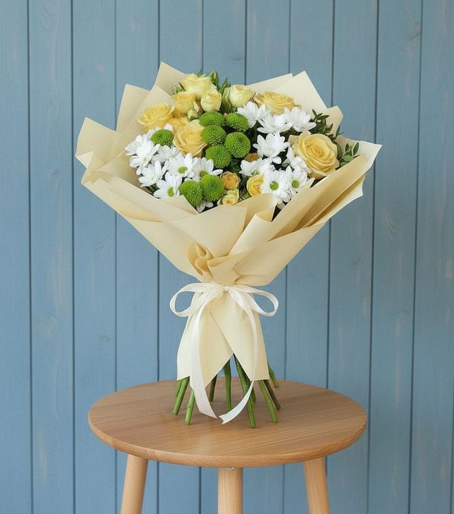 Букет цветов из: Хризантемы и Розы в Атаманской