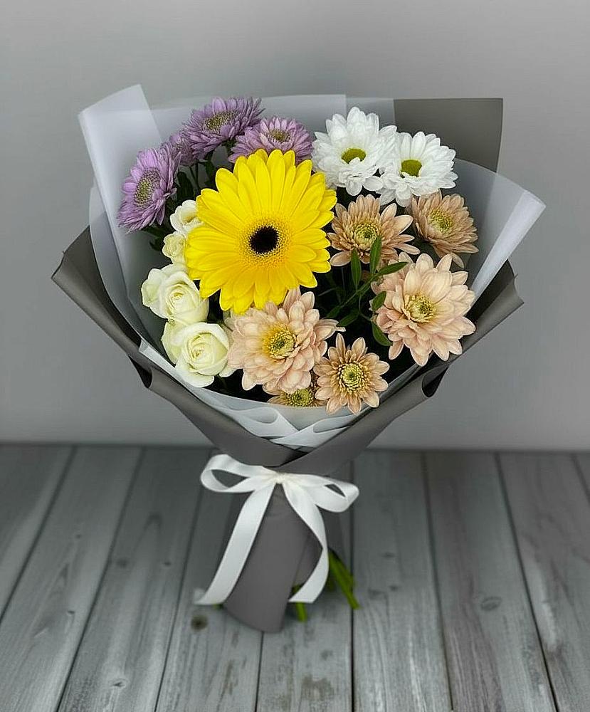 Букет цветов из: Розы, Герберы и Хризантемы в Атаманской