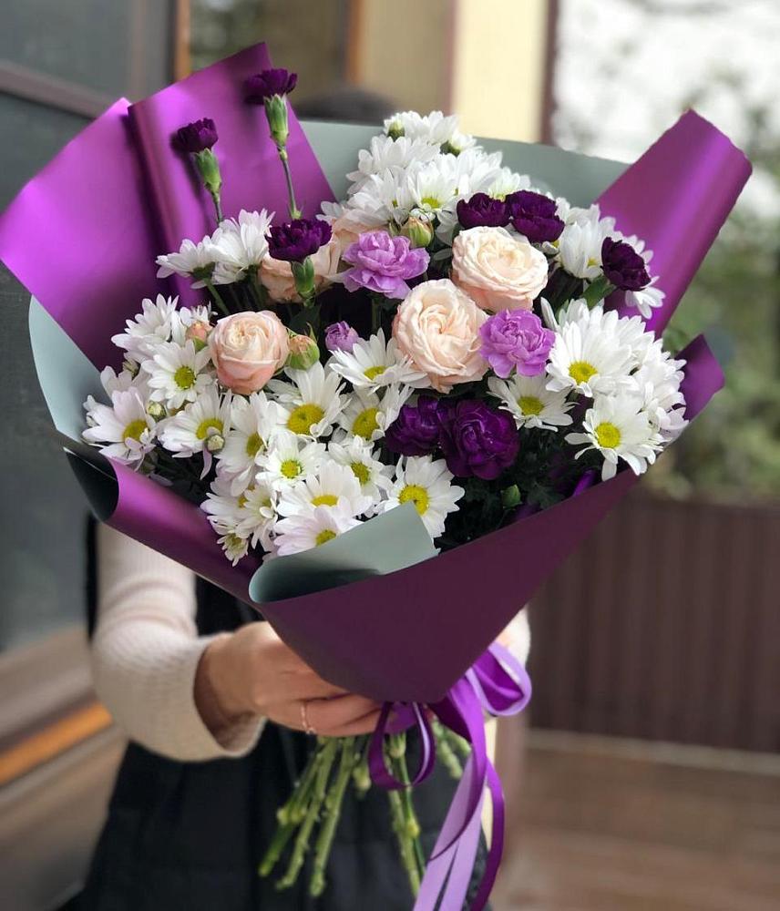 Букет цветов из: Хризантемы, Гвоздики и Розы в Атаманской