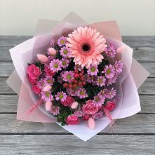 Букет цветов из:  Розы, Герберы и Хризантемы в Атаманской