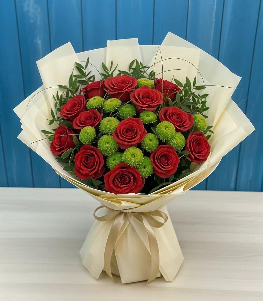 Букет цветов из: Розы и Хризантемы в Атаманской